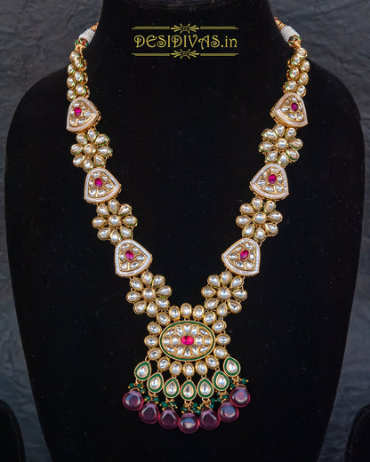 ''Meera'' Kundan Polki Long Necklace Set