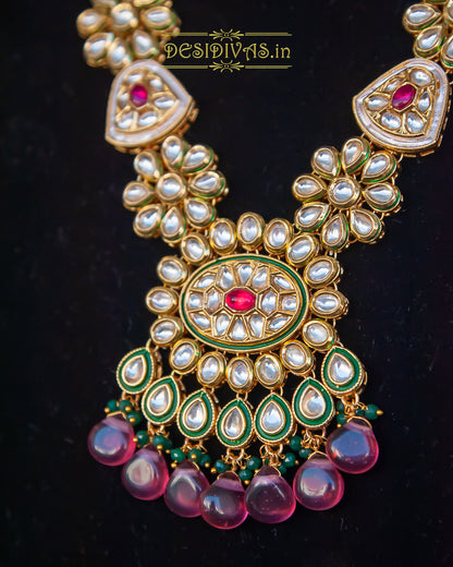 ''Meera'' Kundan Polki Long Necklace Set