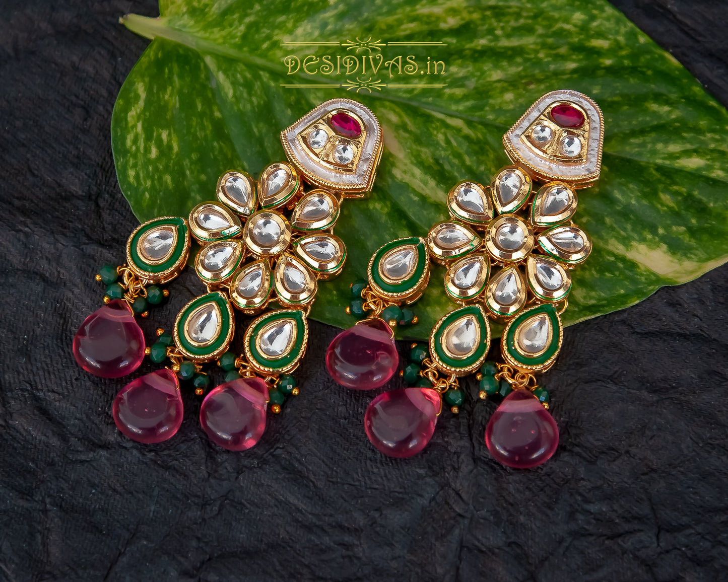 ''Meera'' Kundan Polki Long Necklace Set