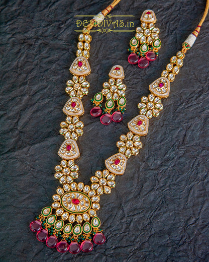 ''Meera'' Kundan Polki Long Necklace Set