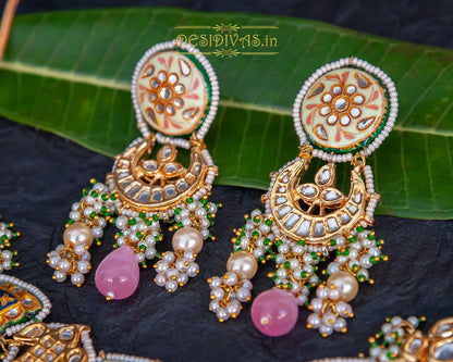 Ethnic Style Kundan Gold Plated Meenakari Chokar Necklace Set