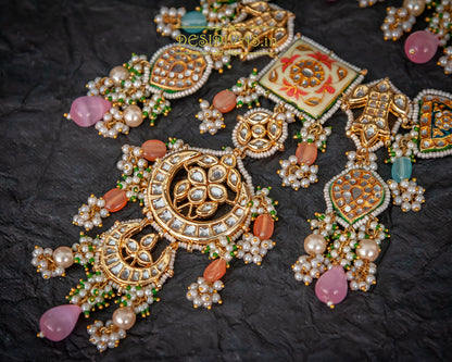 Ethnic Style Kundan Gold Plated Meenakari Chokar Necklace Set