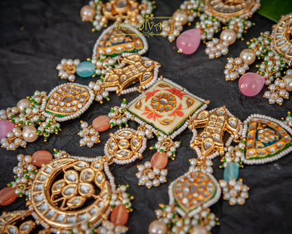 Ethnic Style Kundan Gold Plated Meenakari Chokar Necklace Set