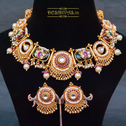 ''GULNAR'' Ethnic Multicolor Ruby & Emerald Necklace Set