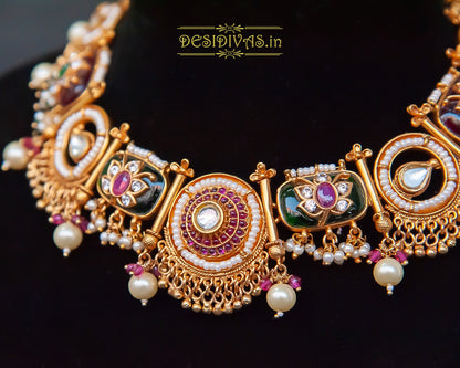 ''GULNAR'' Ethnic Multicolor Ruby & Emerald Necklace Set