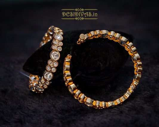 Premium Quality Tyaani inspired Kundan Polki Gold Platetd Bangle