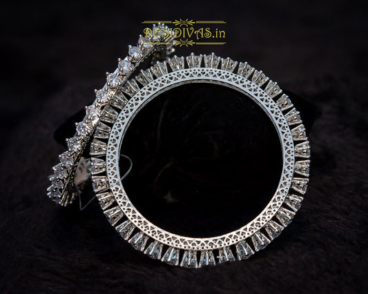 Dazzling Rhodium Plated CZ Bridal Bangle