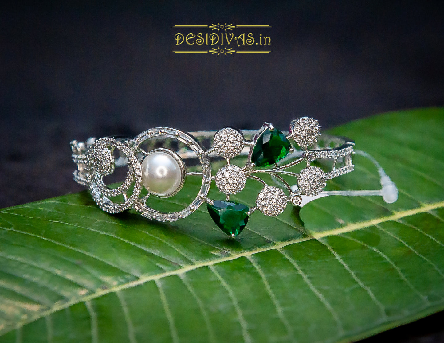 Dazzling Rhodium Plated CZ Pearl Bracelet