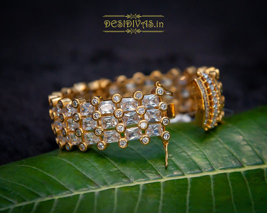 Dazzling Gold Plated CZ Bridal Bangle Bracelet