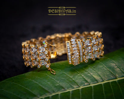 Dazzling Gold Plated CZ Bridal Bangle Bracelet