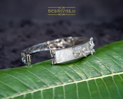 Dazzling Rhodium Plated CZ MOP Bracelet