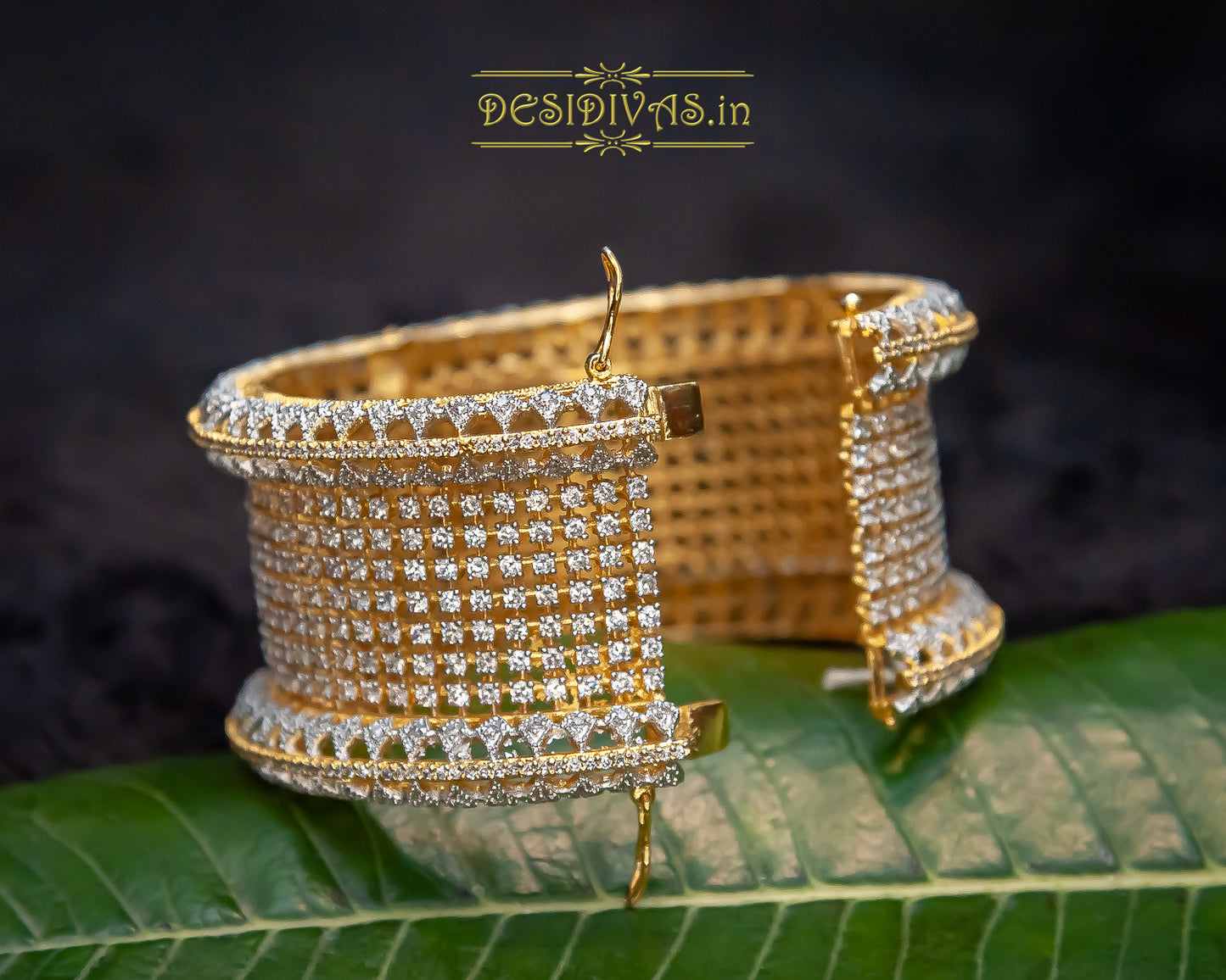 Dazzling Gold Plated CZ Bridal Bangle Bracelet