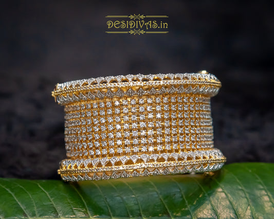 Dazzling Gold Plated CZ Bridal Bangle Bracelet