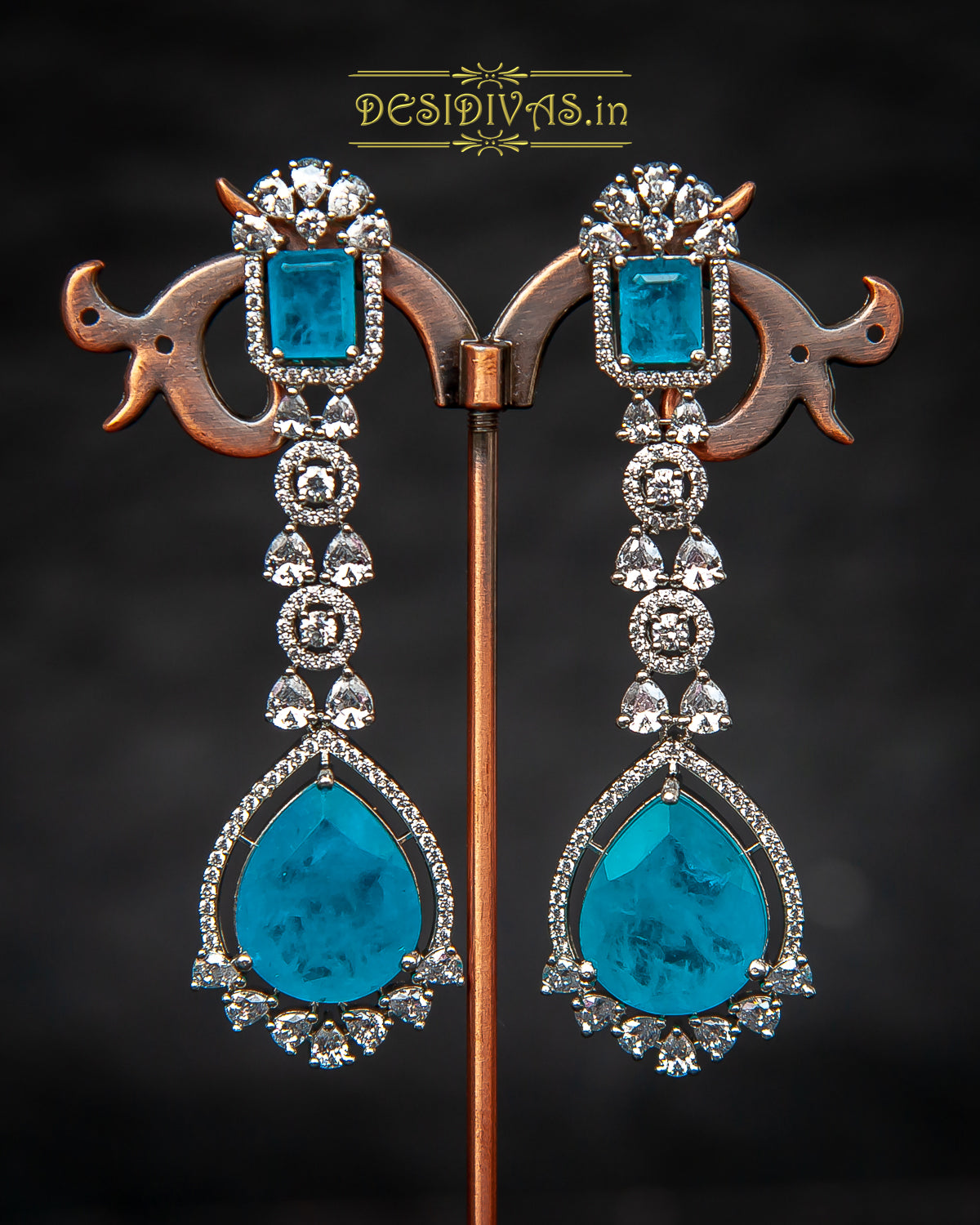 ''Saba'' Stunning Swarovski Multi Doublet Stone Dangler Earring