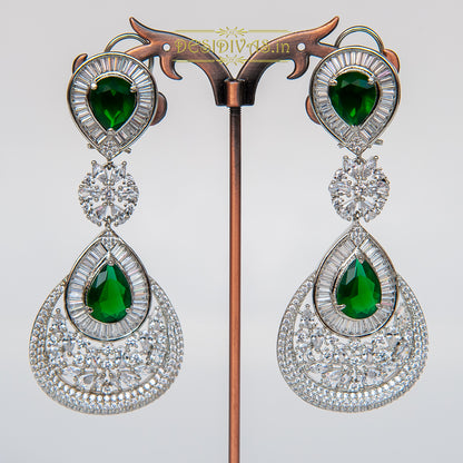 Zahara Stunning Swarovski Rhodium Plated Long Dangler Earring