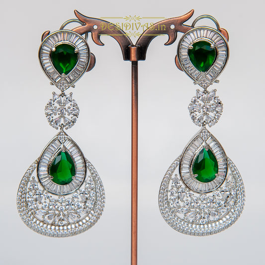 Zahara Stunning Swarovski Rhodium Plated Long Dangler Earring