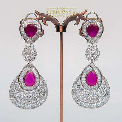 Zahara Stunning Swarovski Rhodium Plated Long Dangler Earring