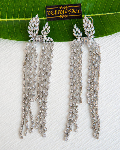 Natalie Stunning Swarovski Tussel Rhodium Plated Long Dangler Earring