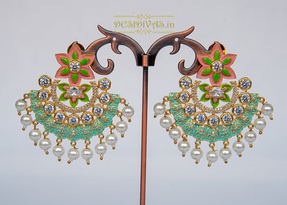 ''MORANGI'' Swarovski Meena Chandbali Danglers Earring