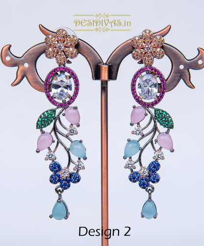 Trendy Multicolor American Diamond Dangler Earrings