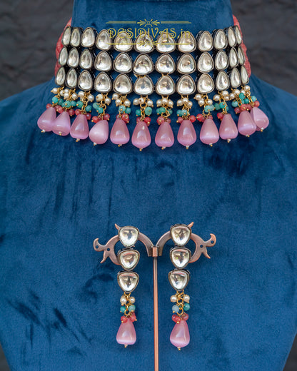 ''TARANUM'' Polki Kundan Chokar Necklace Set