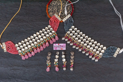 ''TARANUM'' Polki Kundan Chokar Necklace Set