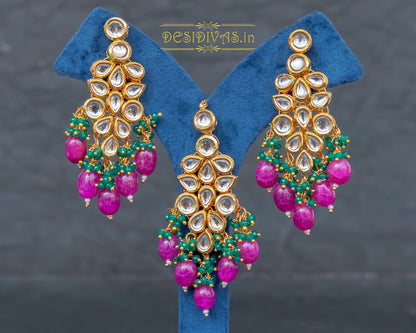 Bridal Kundan Necklace Set with Natural Stones