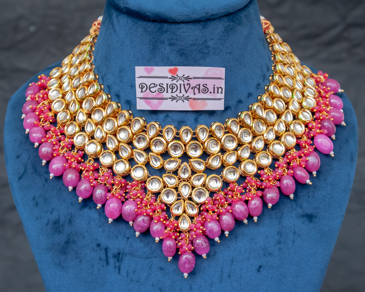 Bridal Kundan Necklace Set with Natural Stones