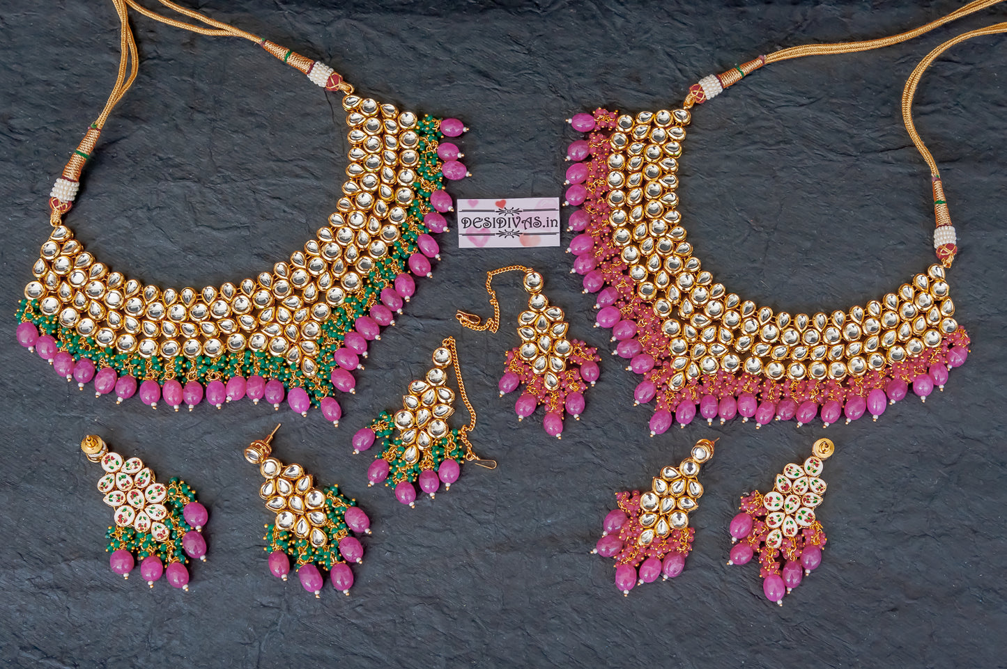 Bridal Kundan Necklace Set with Natural Stones