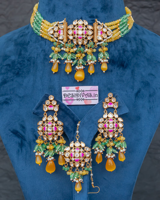 ''Kamalnayan'' Tyaani inspired kundan Polki Meena Chokar Necklace set