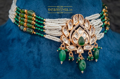 Emerald Polki Kundan Chokar Necklace Set