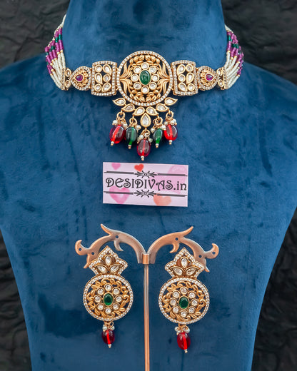 Premium Quality AD Kundan Polki Necklace set