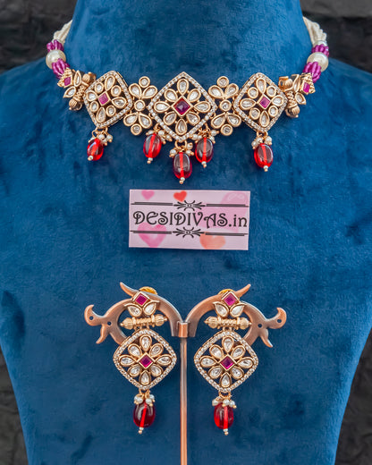 Premium Quality Kundan Polki Necklace set