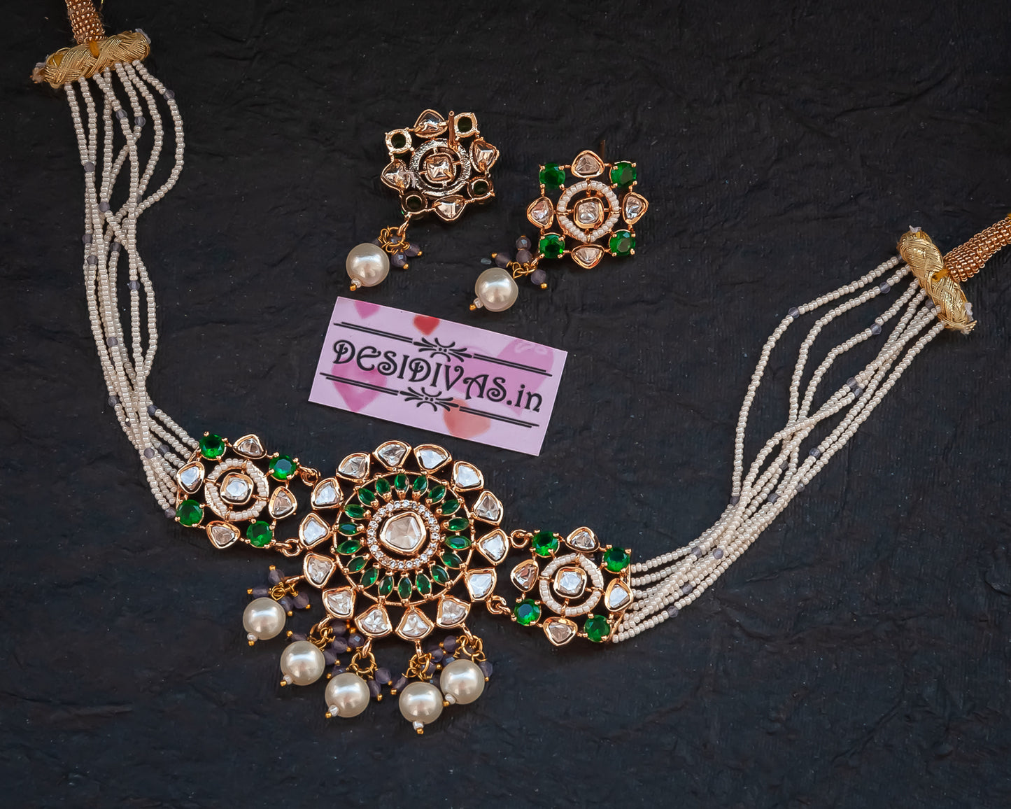 Trending Tyaani Kundan Inspired kundan Polki Chokar set