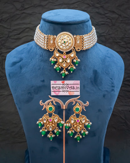 Premium Quality Kundan Polki Chokar Necklace set