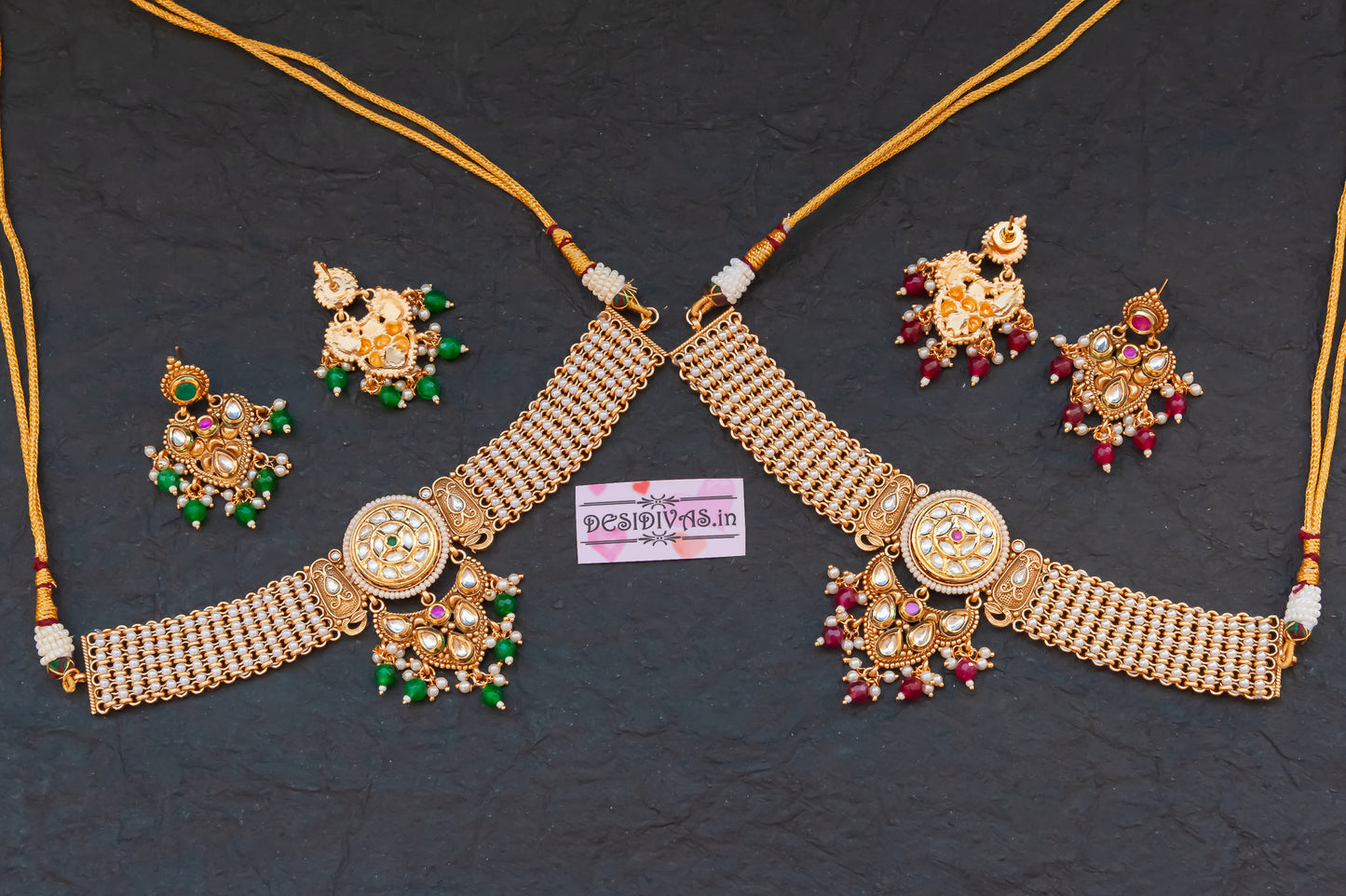 Premium Quality Kundan Polki Chokar Necklace set