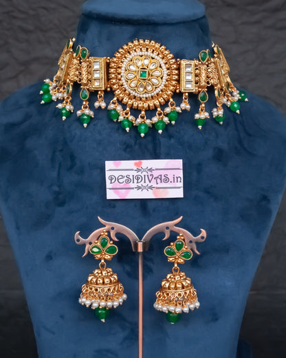 Premium Quality Kundan Polki Chokar Necklace set