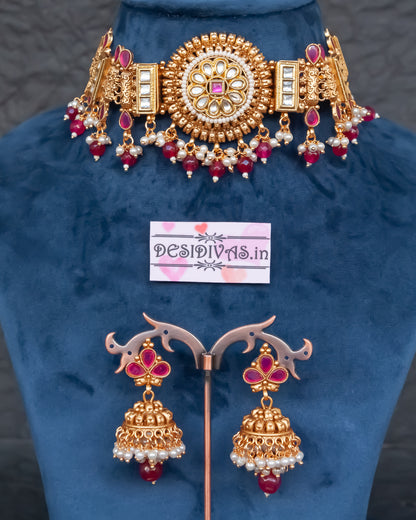 Premium Quality Kundan Polki Chokar Necklace set