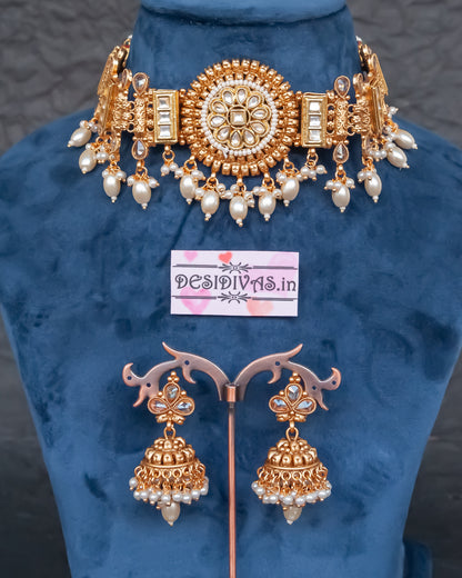 Premium Quality Kundan Polki Chokar Necklace set