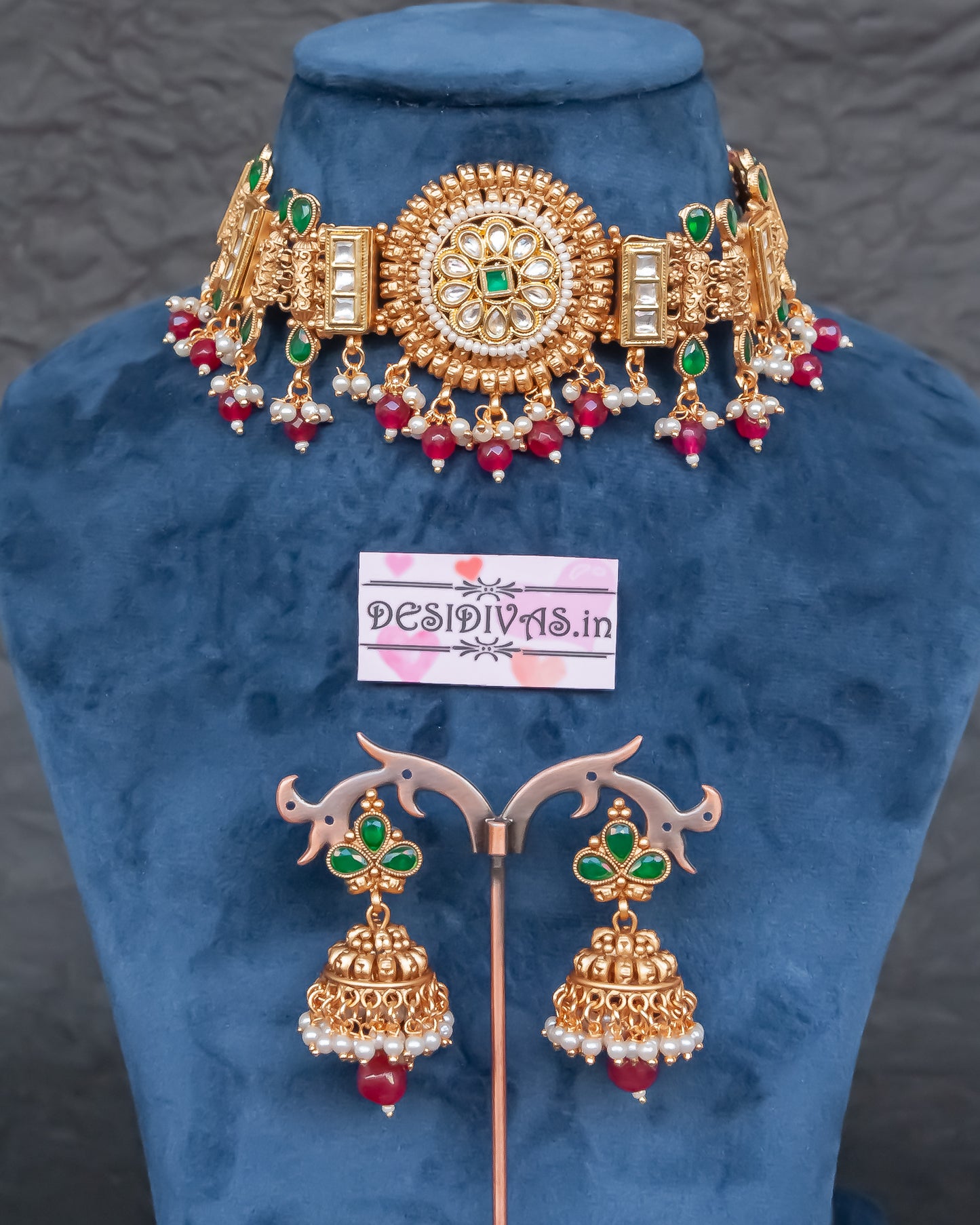 Premium Quality Kundan Polki Chokar Necklace set