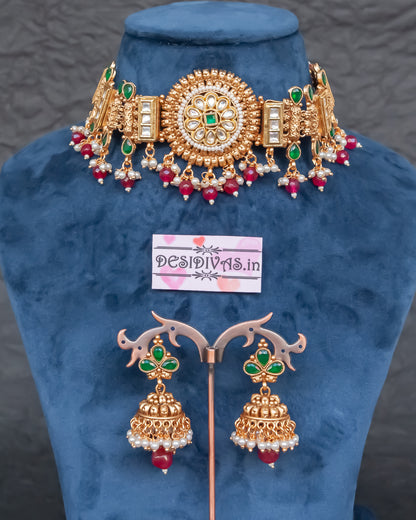 Premium Quality Kundan Polki Chokar Necklace set