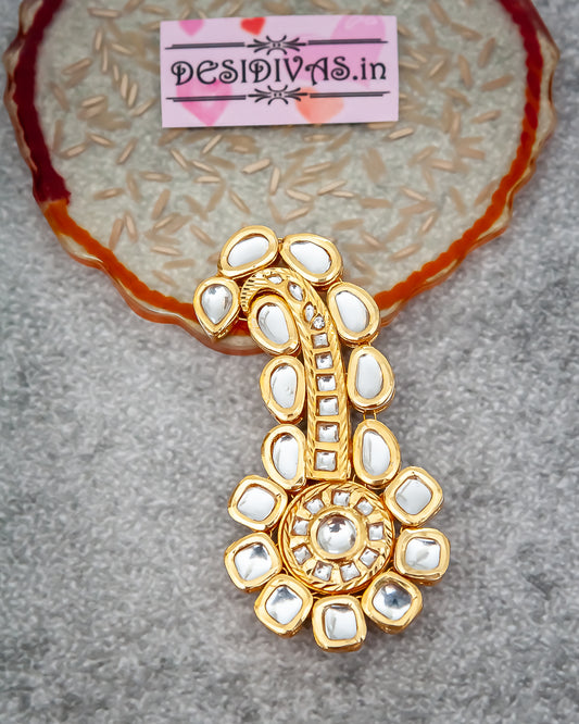 Gold Plated Kundan Kalgi for Grooms and Gents