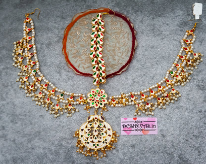 Bridal Gold Polish Kundan MathaPatti/ Hair Jewellery/ Maang Tikka