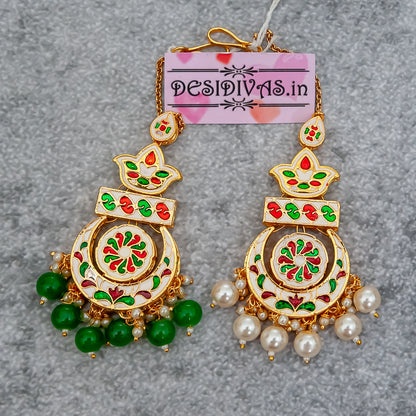 Elegant Kundan Polki Jadau Gold Finish Maang Tikka