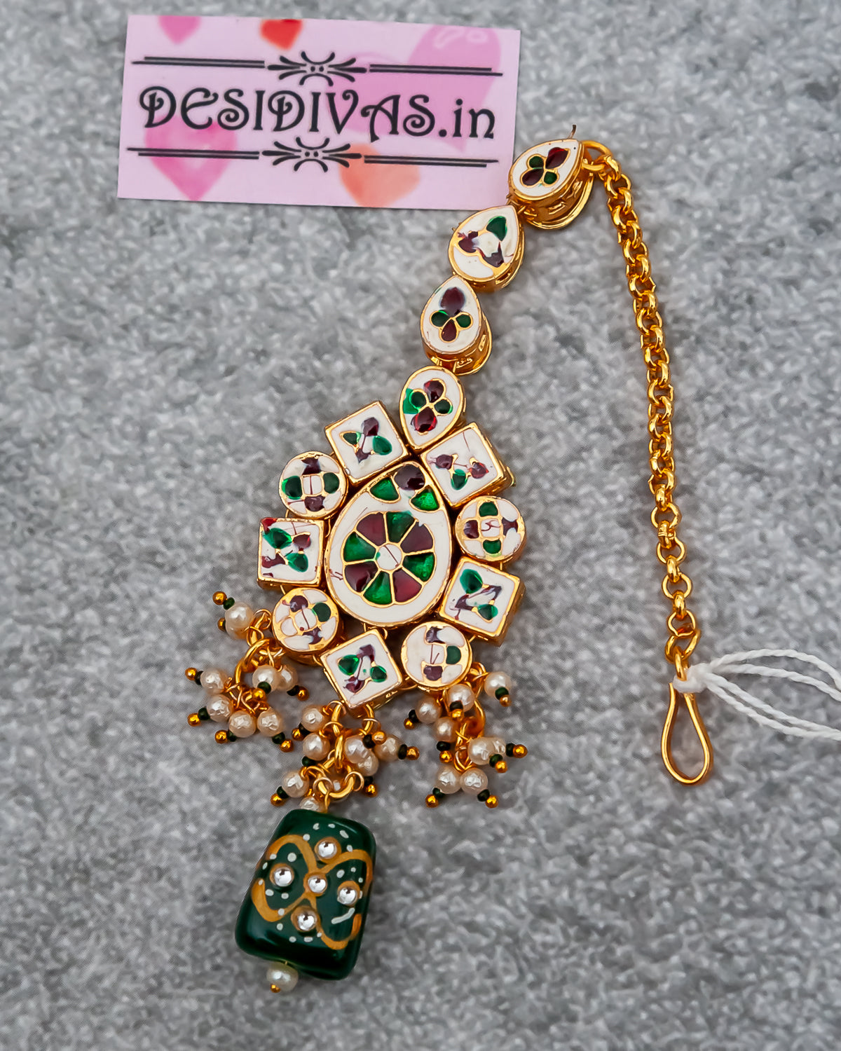 Premium Quality Emerald & Kundan Maang Tikka