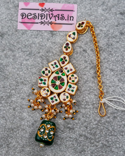 Premium Quality Emerald & Kundan Maang Tikka