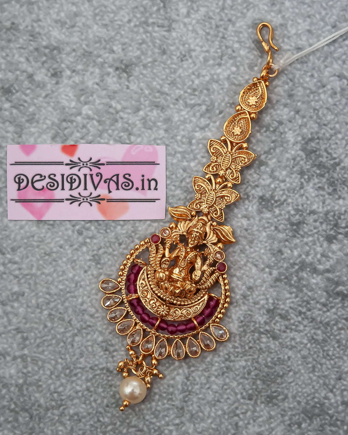 Elegant Temple Gold Polish Maang Tikka/Indian Head Jewelry