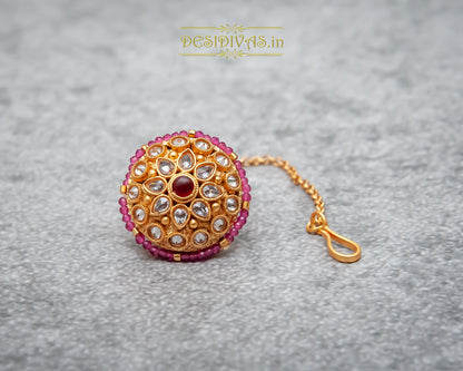 Ethnic Borla with Ruby & Reverse Diamond Setting