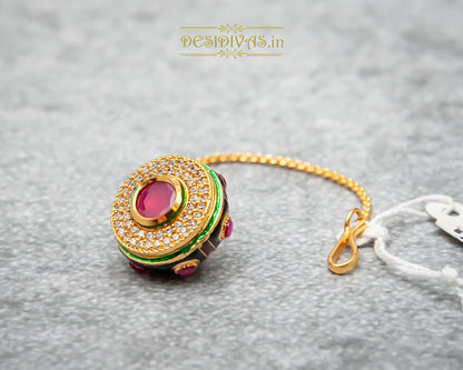 Ethnic Borla with Ruby CZ Setting