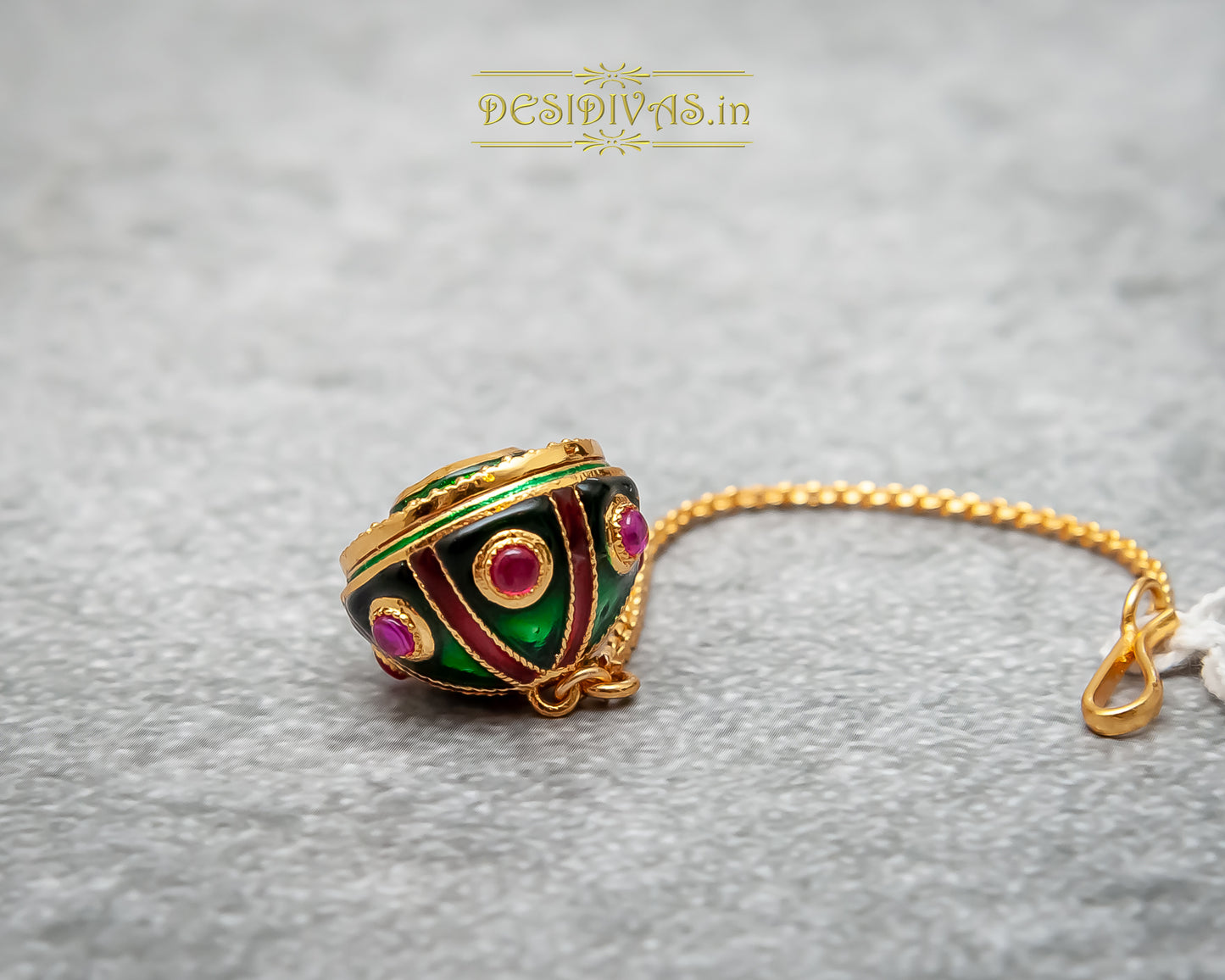 Ethnic Borla with Ruby CZ Setting